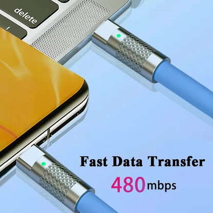 120w 6a Charge Super rapide PD Type C câble en Silicone liquide Charge rapide 1M 2M câble Usb câble de chargeur Usb C à C