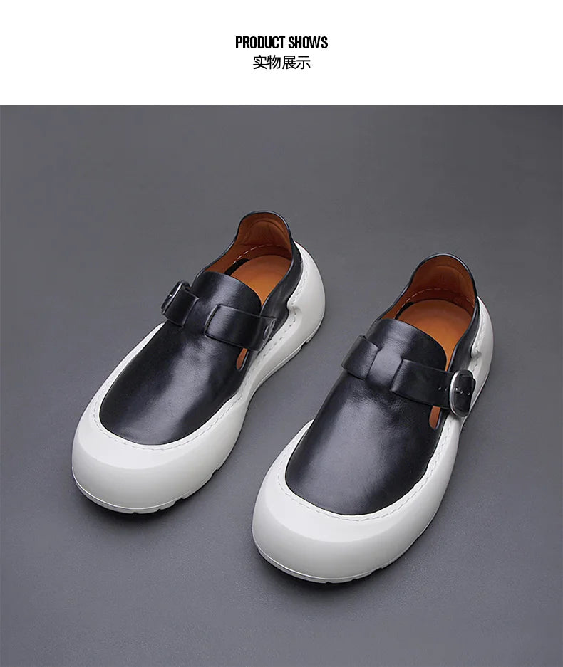 Été 2025 nouveaux mocassins en cuir respirants pour hommes semelles souples semelles épaisses confortables chaussures en cuir pour hommes à la mode et décontractées