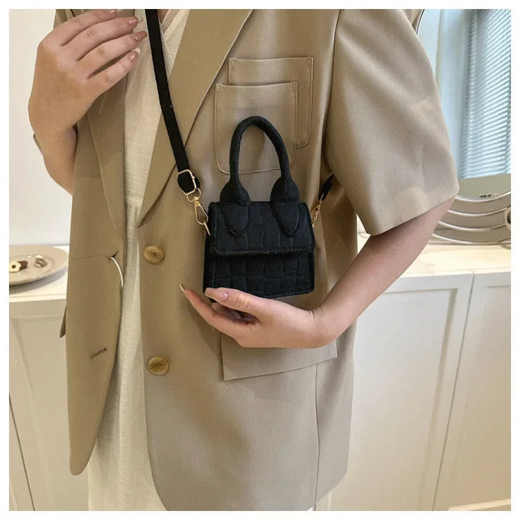 Sac à main en feutre coloré pour femme, mini sacs à main, sac à bandoulière, motif pierre, initié