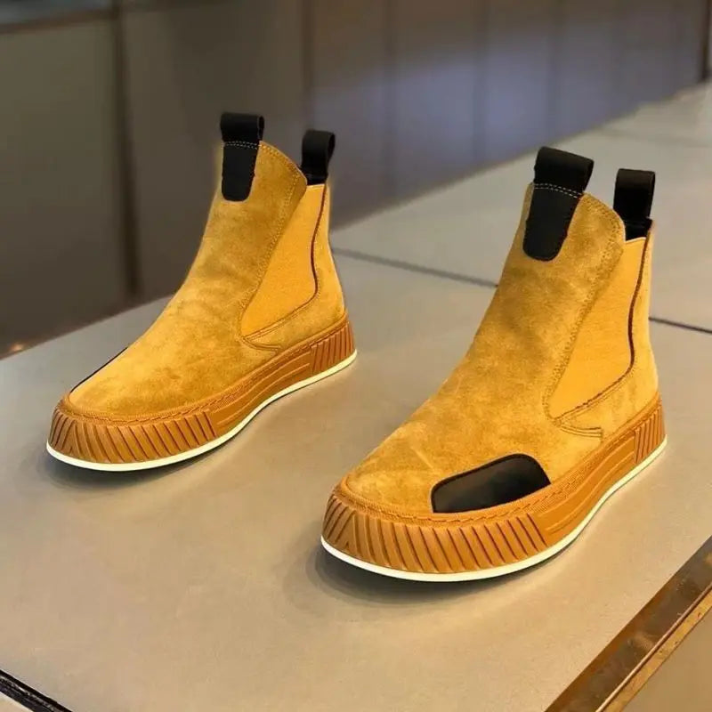 Bottes de neige décontractées en peluche pour hommes, chaussures de planche à plateforme, dessus en cuir microcarence, mode d'hiver, haut de gamme, recommande une augmentation de la hauteur, NuSO k