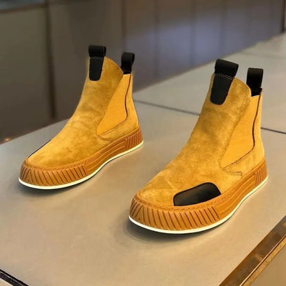 Bottes de neige décontractées en peluche pour hommes, chaussures de planche à plateforme, dessus en cuir microcarence, mode d'hiver, haut de gamme, recommande une augmentation de la hauteur, NuSO k