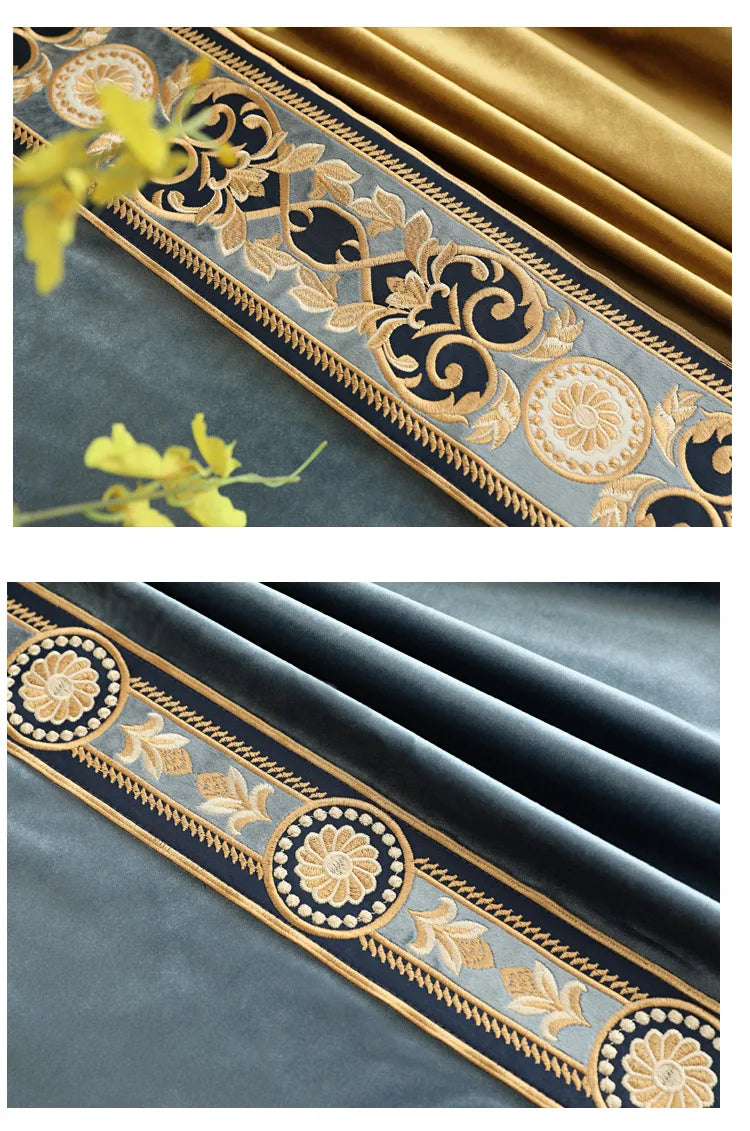 Rideaux en velours ombré or et bleu, haut de gamme, style européen et américain de luxe, pour chambre à coucher, salon, personnalisation de villa