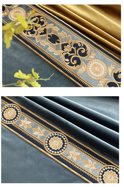 Rideaux en velours ombré or et bleu, haut de gamme, style européen et américain de luxe, pour chambre à coucher, salon, personnalisation de villa