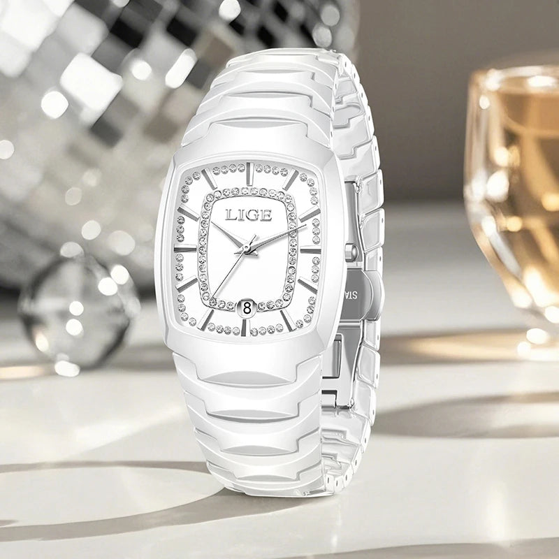 LIGE 2025 TOP montre pour femme élégante étanche mode dames horloge créative bracelet en céramique montre pour femmes cadeau Relogio Feminino
