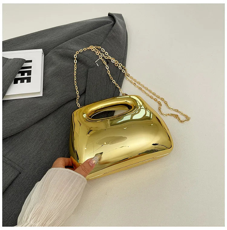 Sac à main hobo en acrylique doré pour femme, sac à main de plage transparent, sac à main de soirée, poignée supérieure ronde, fête de mariage, designer de luxe