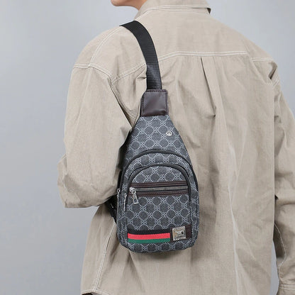 Sac messager multifonction pour hommes, sacs de poitrine en tissu à bandoulière, sac à main décontracté avec trou pour écouteurs