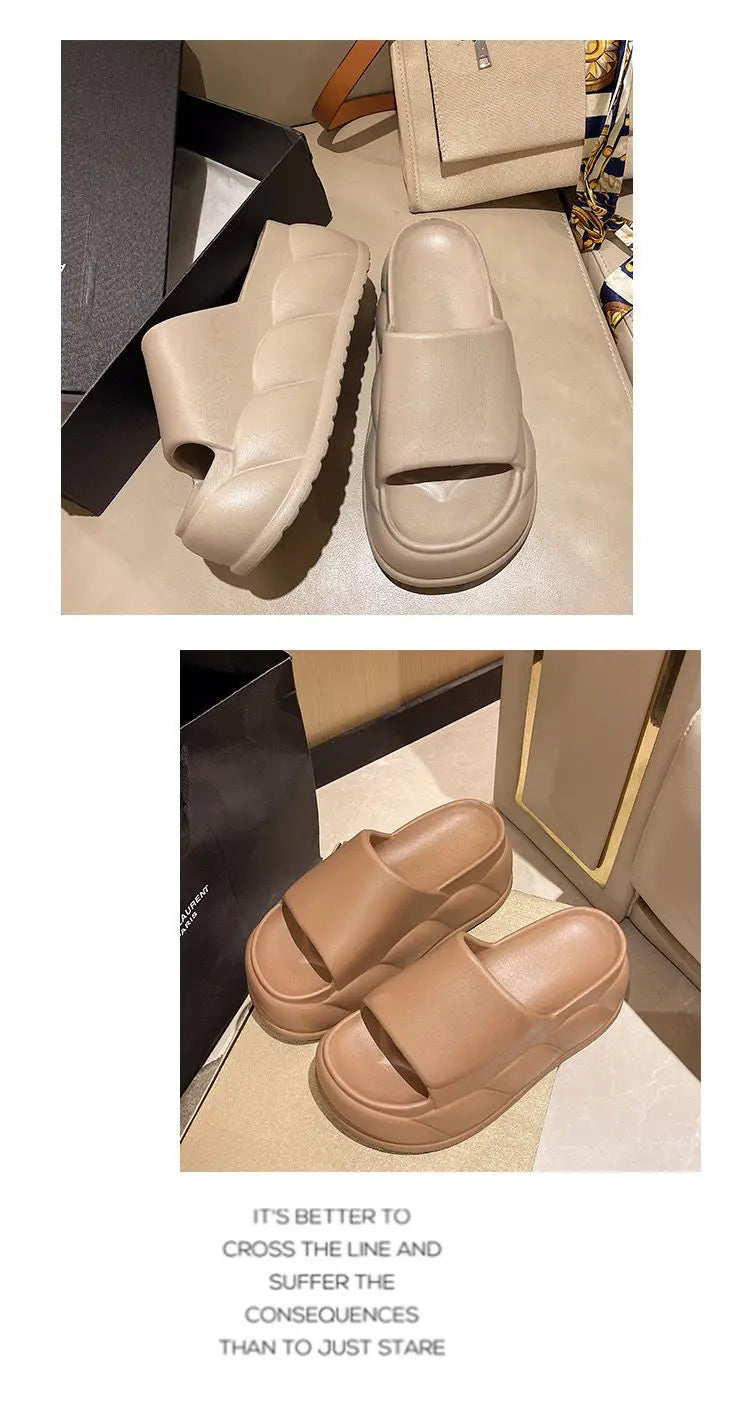 Sandales d'été à talons hauts de 7 cm pour femmes, mules à talons épais, tongs EVA, chaussures de maison, pantoufles à plateforme d'extérieur, nouvelle collection