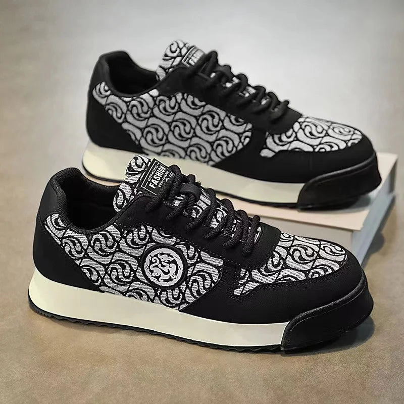 Printemps automne chaussures hommes augmenté mode cuir chaussures décontractées conseil chaussures de haute qualité en plein air grosses baskets Style britannique