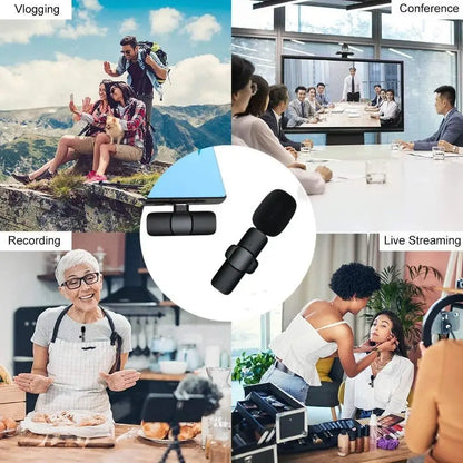 Microphone Lavalier sans fil, Mini micro d'enregistrement Audio et vidéo Portable pour iPhone Android, diffusion en direct et jeu