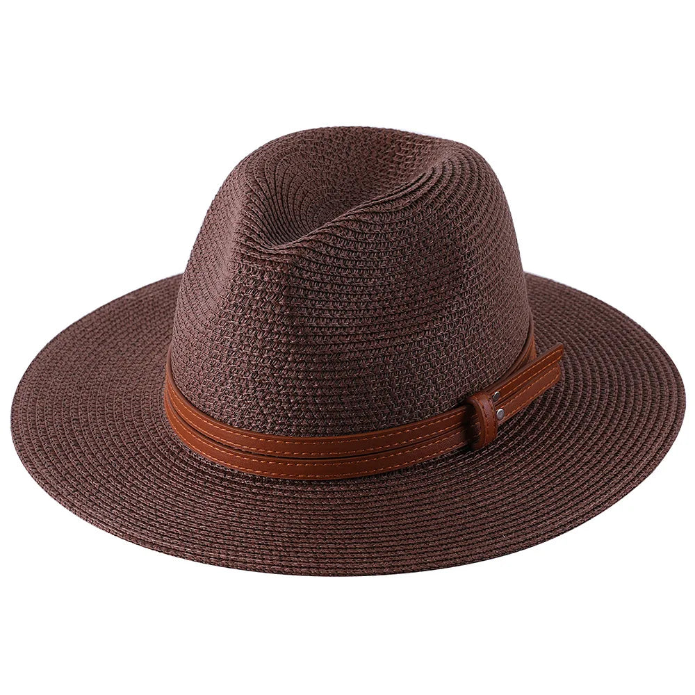 56-58-59-60CM nouveau chapeau de paille de forme souple Panama naturel été femmes/hommes casquette de soleil de plage à large bord Protection UV chapeau Fedora