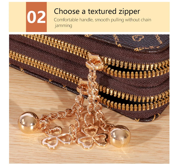 Portefeuille long simple de grande capacité, Sac à fermeture éclair en simili cuir, Sac d'embrayage multifonctionnel décontracté