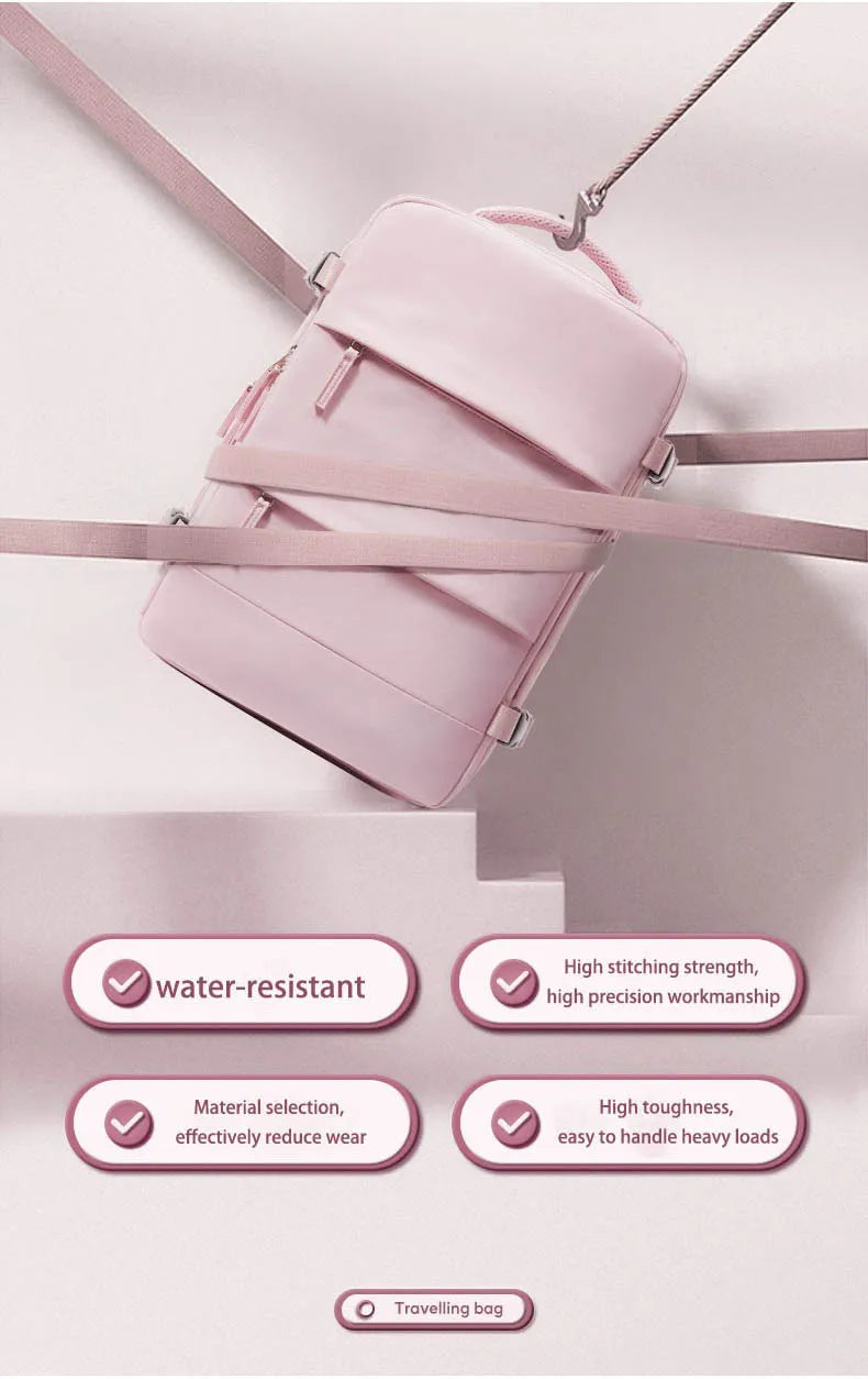 Sac à dos violet clair de grande capacité pour femmes avec séparation sèche et humide, sac d'ordinateur de transport, multifonctionnel étanche l