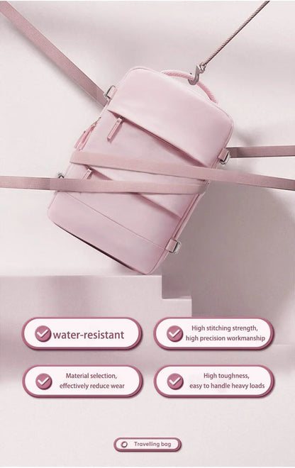 Sac à dos violet clair de grande capacité pour femmes avec séparation sèche et humide, sac d'ordinateur de transport, multifonctionnel étanche l