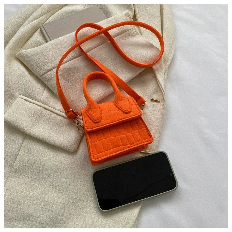 Sac à main en feutre coloré pour femme, mini sacs à main, sac à bandoulière, motif pierre, initié