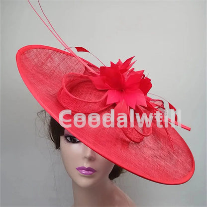 Royal Ascot grand Chapeau fascinateur femmes Kentucky Derby plume grand Chapeau fascinateur fête mariage casque fleur église Chapeau