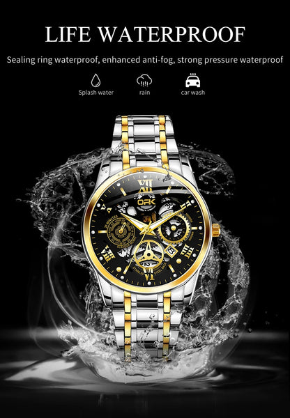 OPK8135-montre pour hommes, bracelet en acier avec lueur nocturne étanche