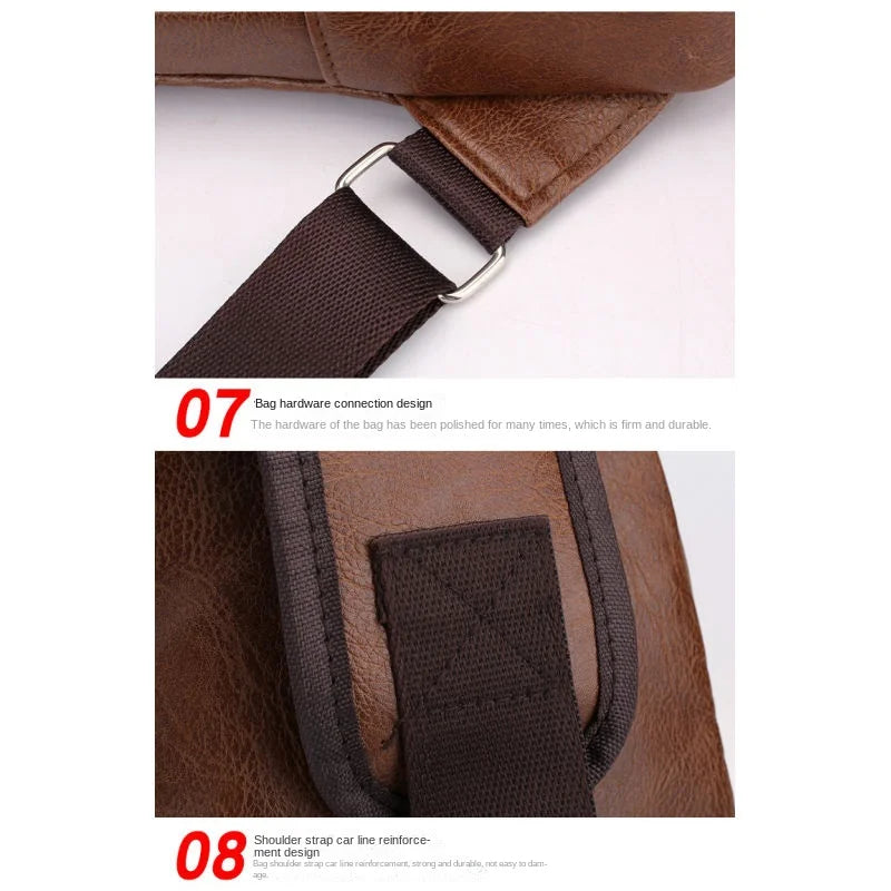 Nouveau sac de poitrine USB pour hommes portable grande capacité charge sac à bandoulière décontracté sports de plein air sac de poitrine en polyuréthane