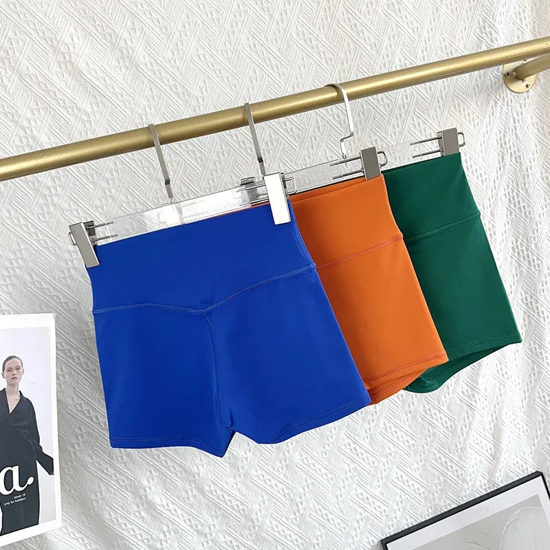 Short de motard de sport pour femmes, sensation nue, taille haute, Yoga, Push Up, Leggings de Fitness, contrôle du ventre, Slim