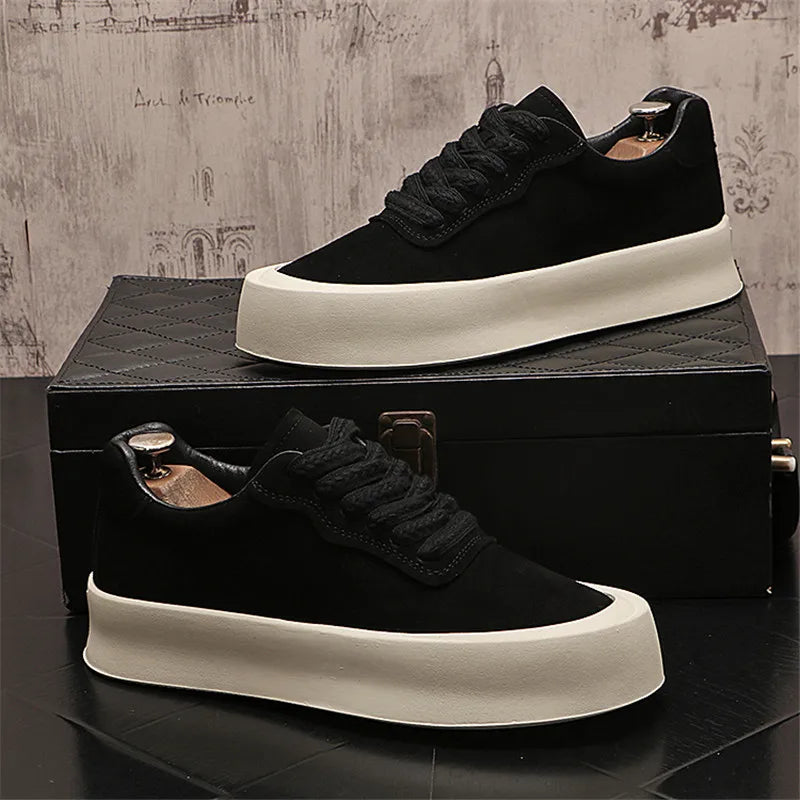 Chaussures en cuir suédé pour hommes, baskets de marche, appartements d'extérieur, vintage, à la mode, luxe, designer, nouveau