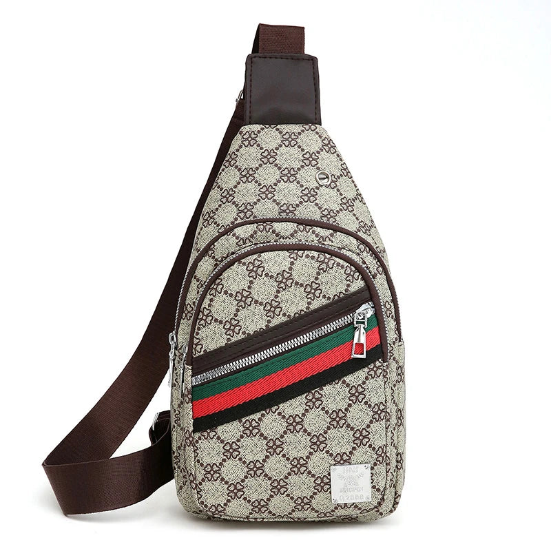 Sac messager multifonction pour hommes, sacs de poitrine en tissu à bandoulière, sac à main décontracté avec trou pour écouteurs