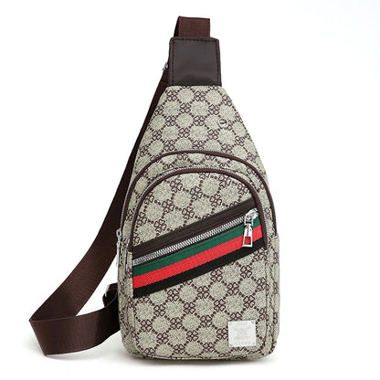 Sac messager multifonction pour hommes, sacs de poitrine en tissu à bandoulière, sac à main décontracté avec trou pour écouteurs