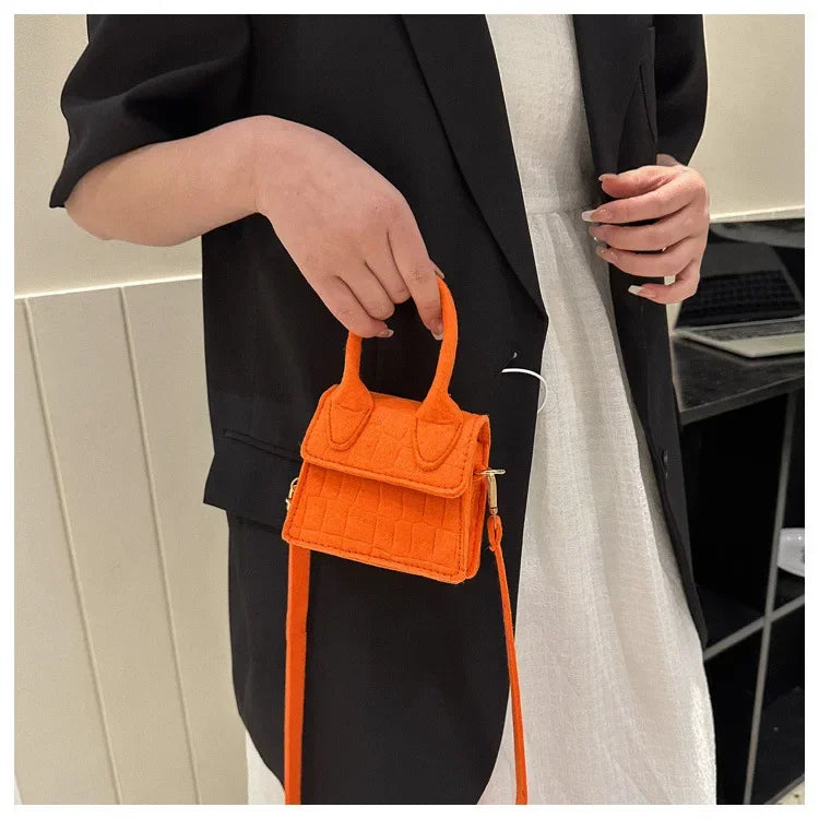 Sac à main en feutre coloré pour femme, mini sacs à main, sac à bandoulière, motif pierre, initié