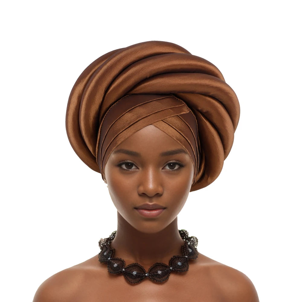 Turban Tressé pour Femme Africaine, Couvre-Chef Brut du Nigeria, Chapeau Musulman de ix, Vêtement de Sauna