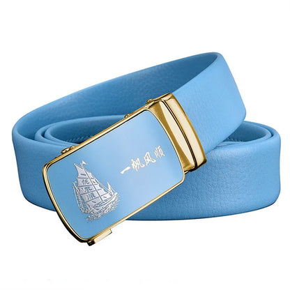 Ceinture automatique bleu ciel pour hommes et femmes, ceinture de loisirs d'affaires, bande passante 3cm et 2024 cm, nouvelle mode, 3.5