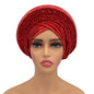 Paillettes Autogele Turban casquette pour femmes prêt africain Auto Gele casque Nigeria mariage Geles femme bandeau dame casque