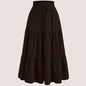 Solid Tie Waist Tiered Skirt, Casual Elastic Waist Skirt For Spring & Fall, Women's Clothing