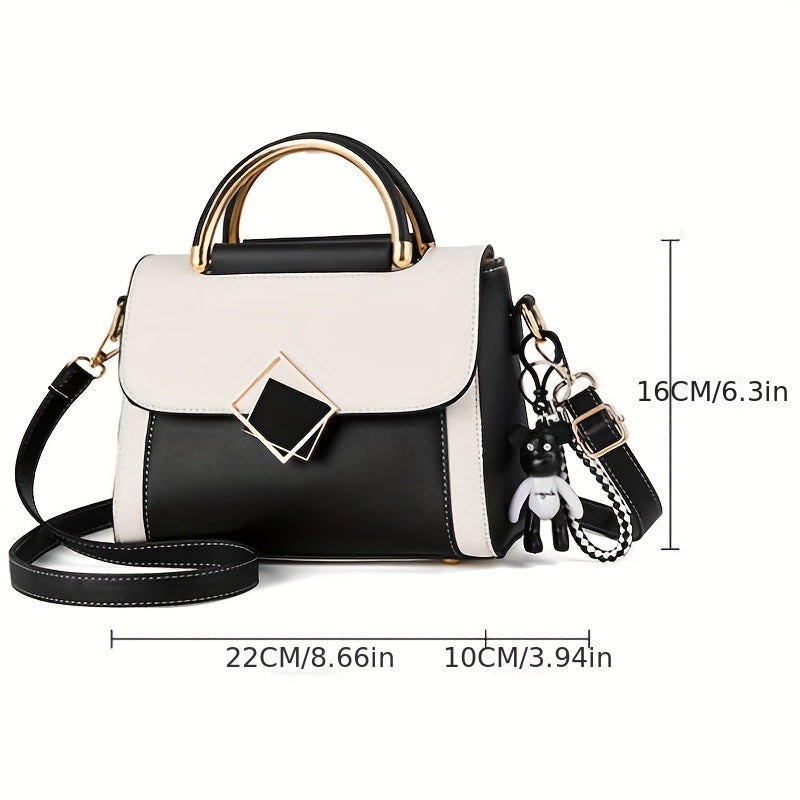 Elegant Lightweight Colorblock Crossbody Bag for Women: Polyester-Lined, Adjustable Strap, Secure Magnet Closure