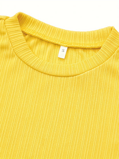 Women's Summer 2023 Fashion Casual Knit Sleeveless Crew Neck Bodycon Pencil Dress, Polyester 95% Spandex 5%, Solid Color Long Length Skinny Fit