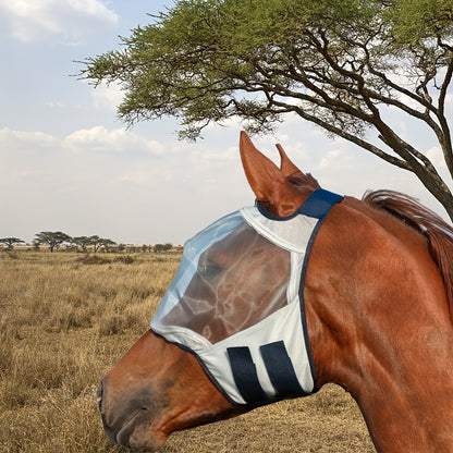 Horse Mesh Fly Mask, Breathable Horse Face Cover with Adjustable Strap for Outdoor Riding