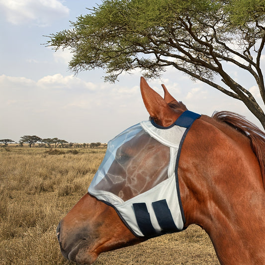 Horse Mesh Fly Mask, Breathable Horse Face Cover with Adjustable Strap for Outdoor Riding