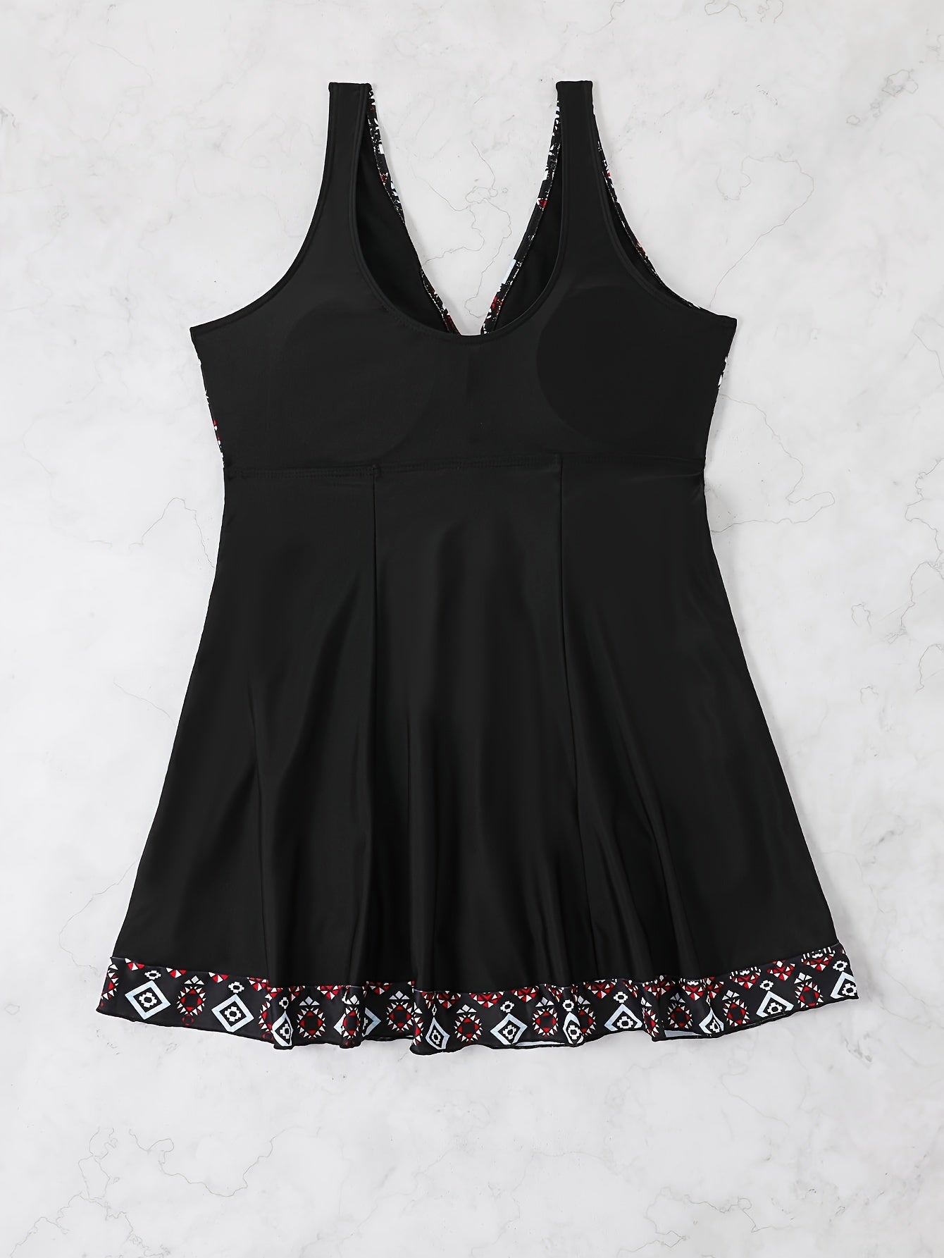 Plus Size Womens Vibrant Floral Print Tie Front V Neck One Piece Swimsuit - High Stretch, Comfortable, Vacation Essential - Polyester Knit Fabric, Random Printing, No Sheer