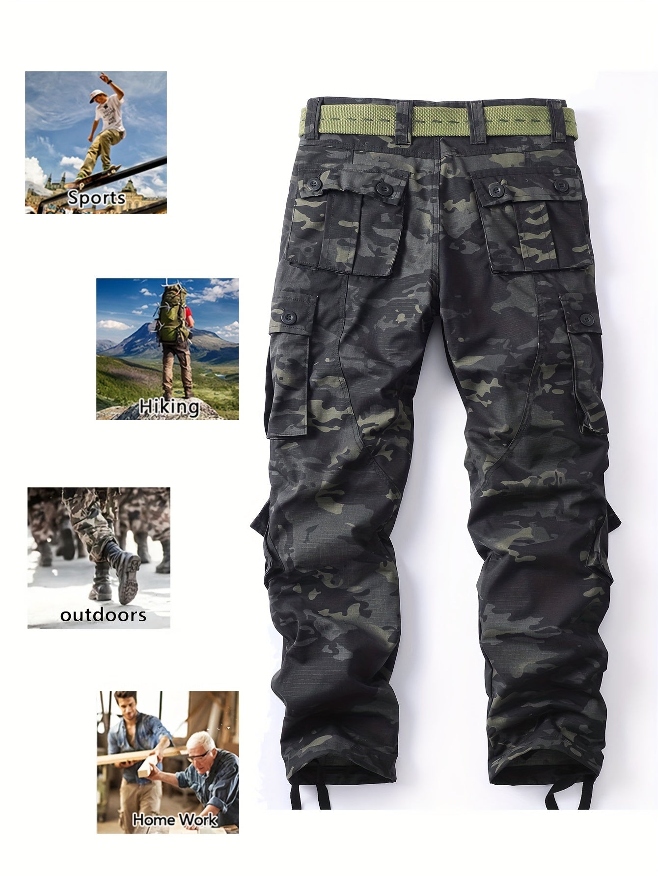 Men's Tactical Camo Cargo Pants - Loose Fit, Multi Flap Pocket, Durable, Breathable, Water-Resistant, Outdoor & Streetwear Fashion - Hip Hop Style, Work Pants for Casual Occasions