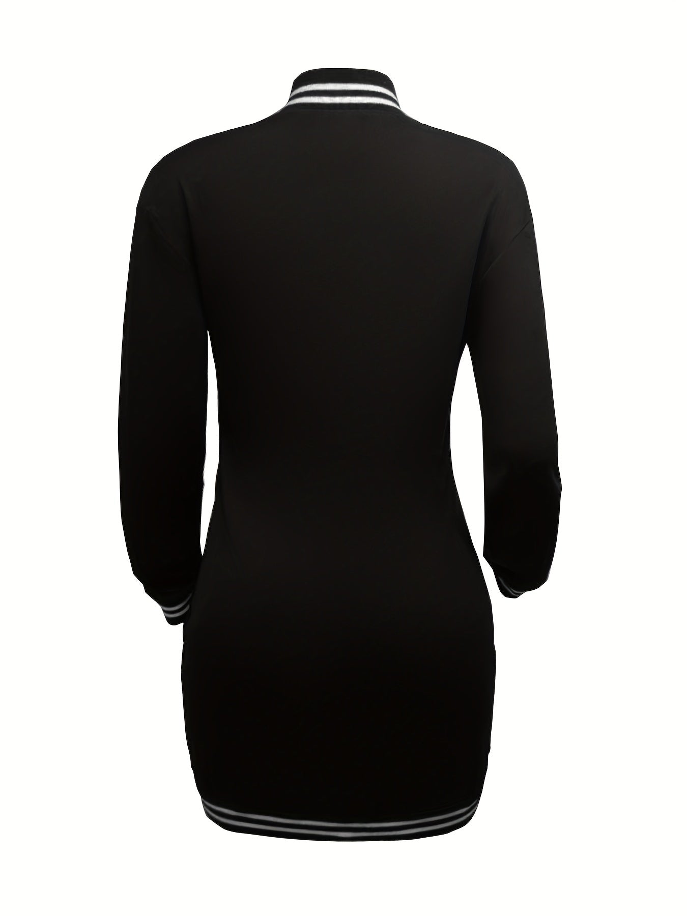 Womens Chic Letter Pattern Mini Dress - Versatile Button Front, Long Sleeve Slim Fit - Stylish Everyday Clothing