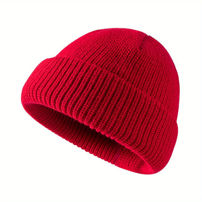 1pc Fashionable Cuffed Windproof Knit Dome Beanie Hat For Men And Women