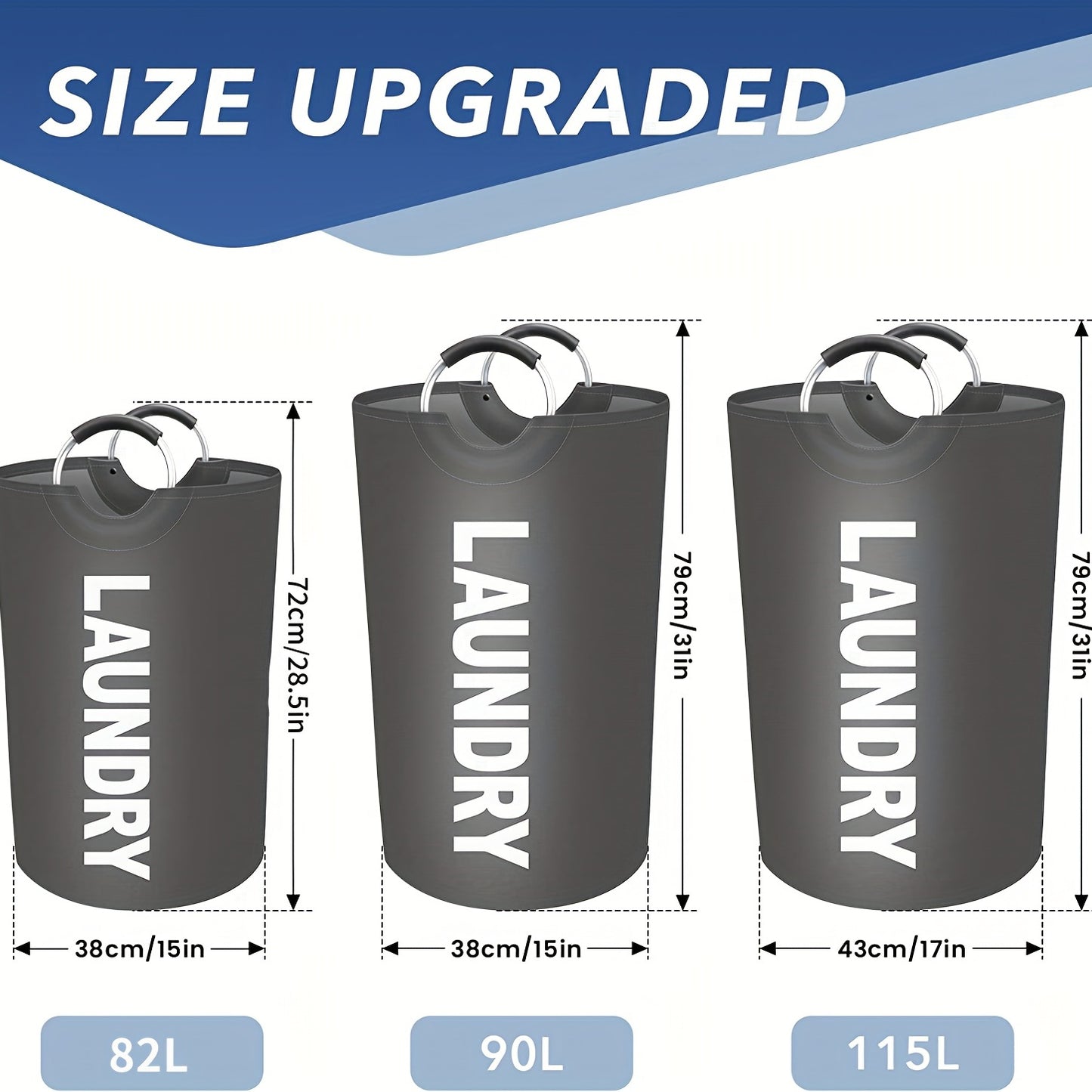 1pc Premium Waterproof Laundry Basket with Comfortable Padded Handles - Collapsible & Stable Clothes Hamper for Effortless Storage and Perfect Standing - Ideal for Space-Saving Solutions