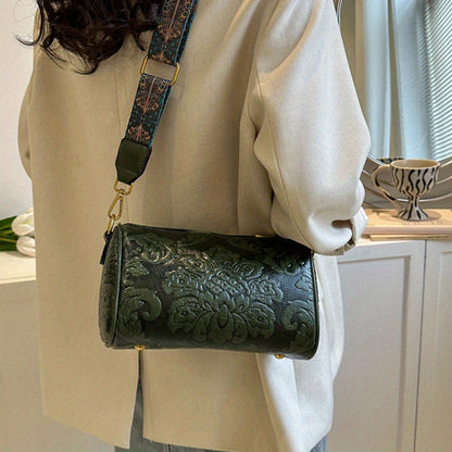 Boho-Chic Floral Embossed Crossbody & Shoulder Bag for Women | Elegant Retro Charm with Secure Zipper Closure, Perfect for Every Occasion