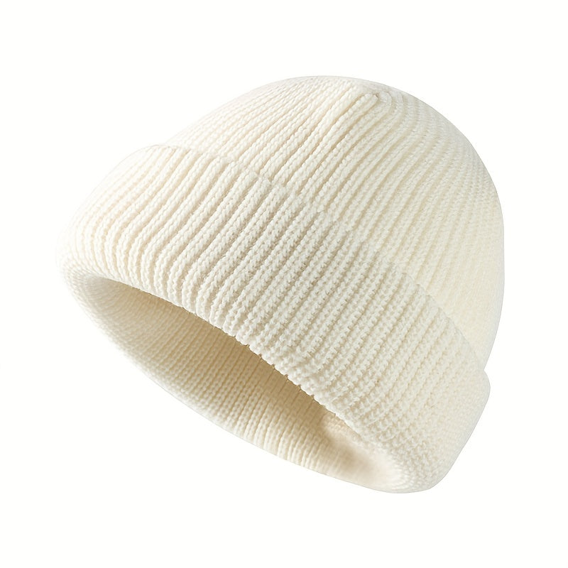 1pc Fashionable Cuffed Windproof Knit Dome Beanie Hat For Men And Women