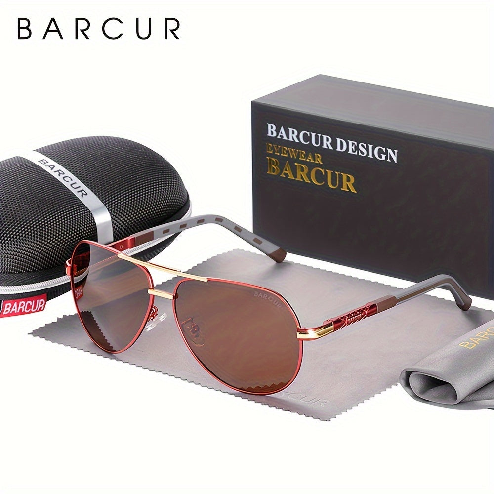 BARCUR Vintage Men's Glasses Men Polarized Coating Classic Sun Glasses Women Shade Male Driving Accessories Eyewear With Original Package