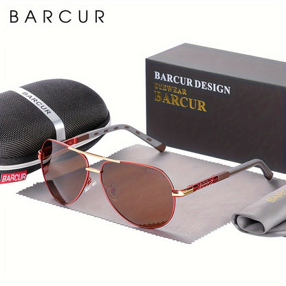 BARCUR Vintage Men's Glasses Men Polarized Coating Classic Sun Glasses Women Shade Male Driving Accessories Eyewear With Original Package