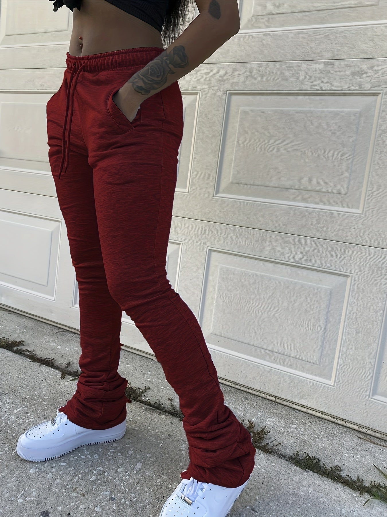 Slant Pockets Drawstring Pants, Casual Loose Pants For Fall & Winter, Women's Clothing