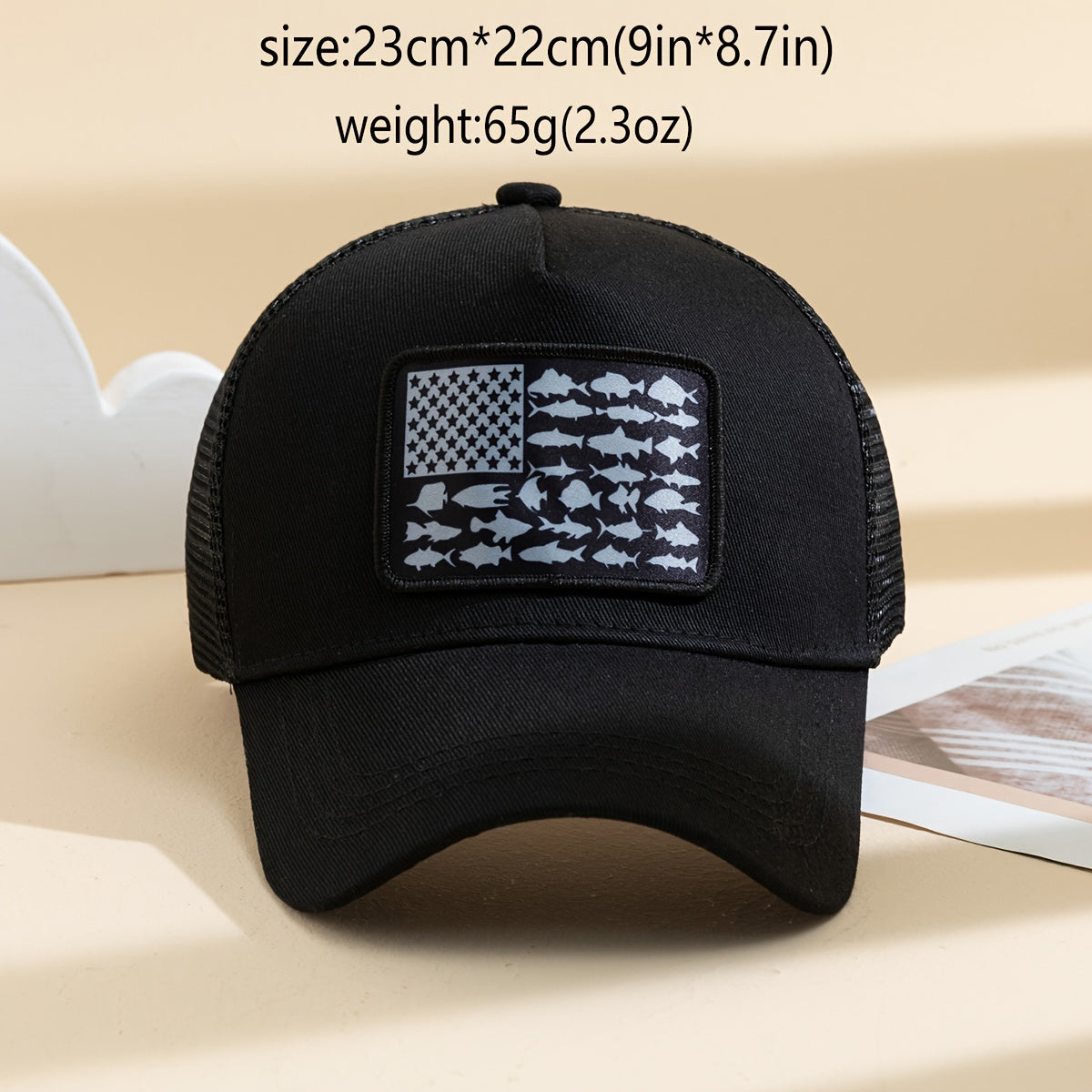 1pc Unisex Sunshade Breathable Mesh Baseball Cap With American Flag Pattern For Outdoor Sport , Ideal Choice For Gifts