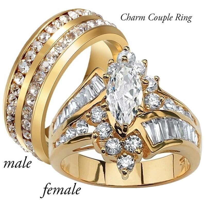Fashionable Casual Romantic Stainless Steel Double-row Imitation Zirconia Ring