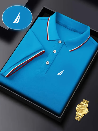 BM149 Men'S Short-Sleeve Polo Shirt, Casual Wear with Print Patterns, Stylish And Slightly Stretchy, Comfortable for Men'S Golf.