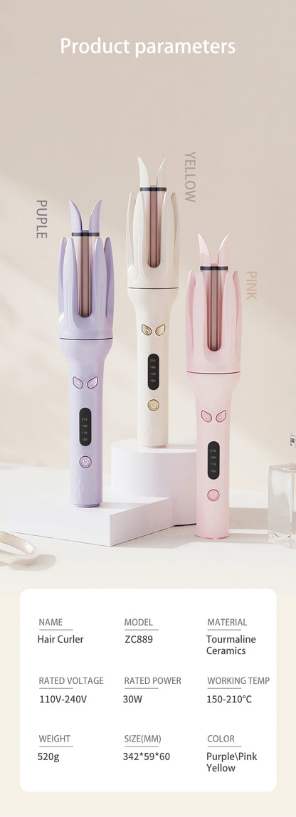 Genai Automatic Hair Curler: 28mm Barrel, 4 Temperature Settings, Negative Ion Generator, Intelligent Timer & Sensor, Auto Shut-Off for Safety