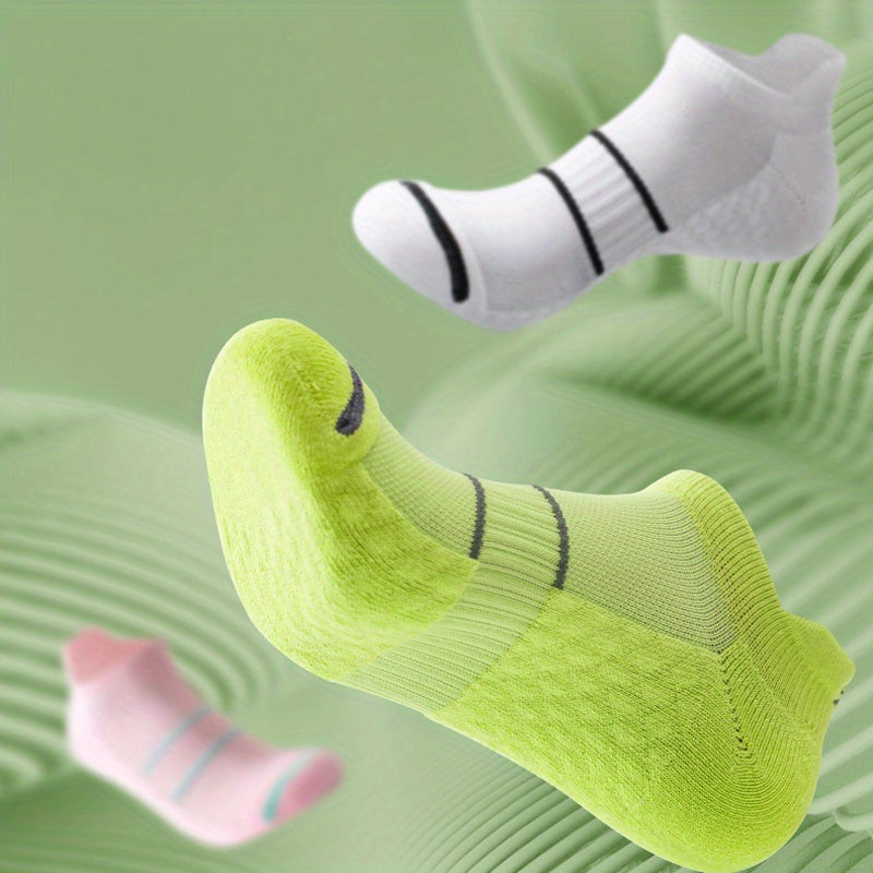 5pairs Men's Professional Sports Socks, Summer Thin Mesh Breathable Sweat-absorbing Anti-odor Ear Lifting Heel Guard Short Socks