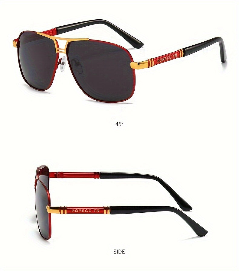 2pcs Retro-Style Men's Glasses With Polarized Lenses, PC Frame, Perfect For Outdoor Activities, Business, Travel, And Everyday Wear